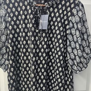 Boho Black & White Print Top by Lucky Brand